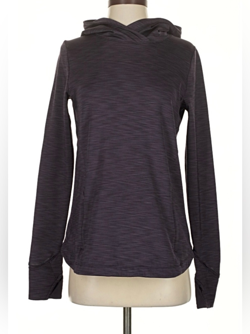 Athleta Heathered Plum Crossover Pullover Workout Hoodie - Size